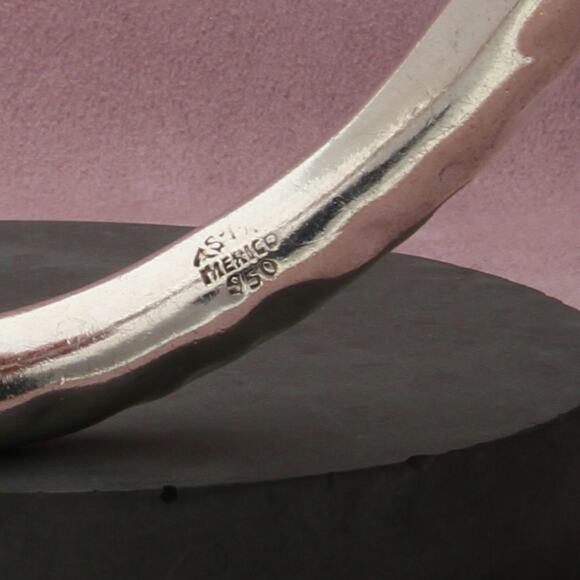 taxco mexico sterling silver vintage hammered bangle bracelet size 7.25in - Picture 3 of 3